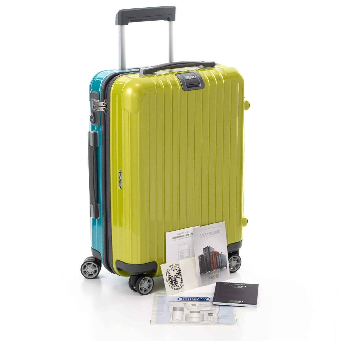 リモワ サルサデラックス 32L 4輪 キャビンS 限定 グロスライムグリーン & グロスターコイズブルー & グレー 890.13 中古