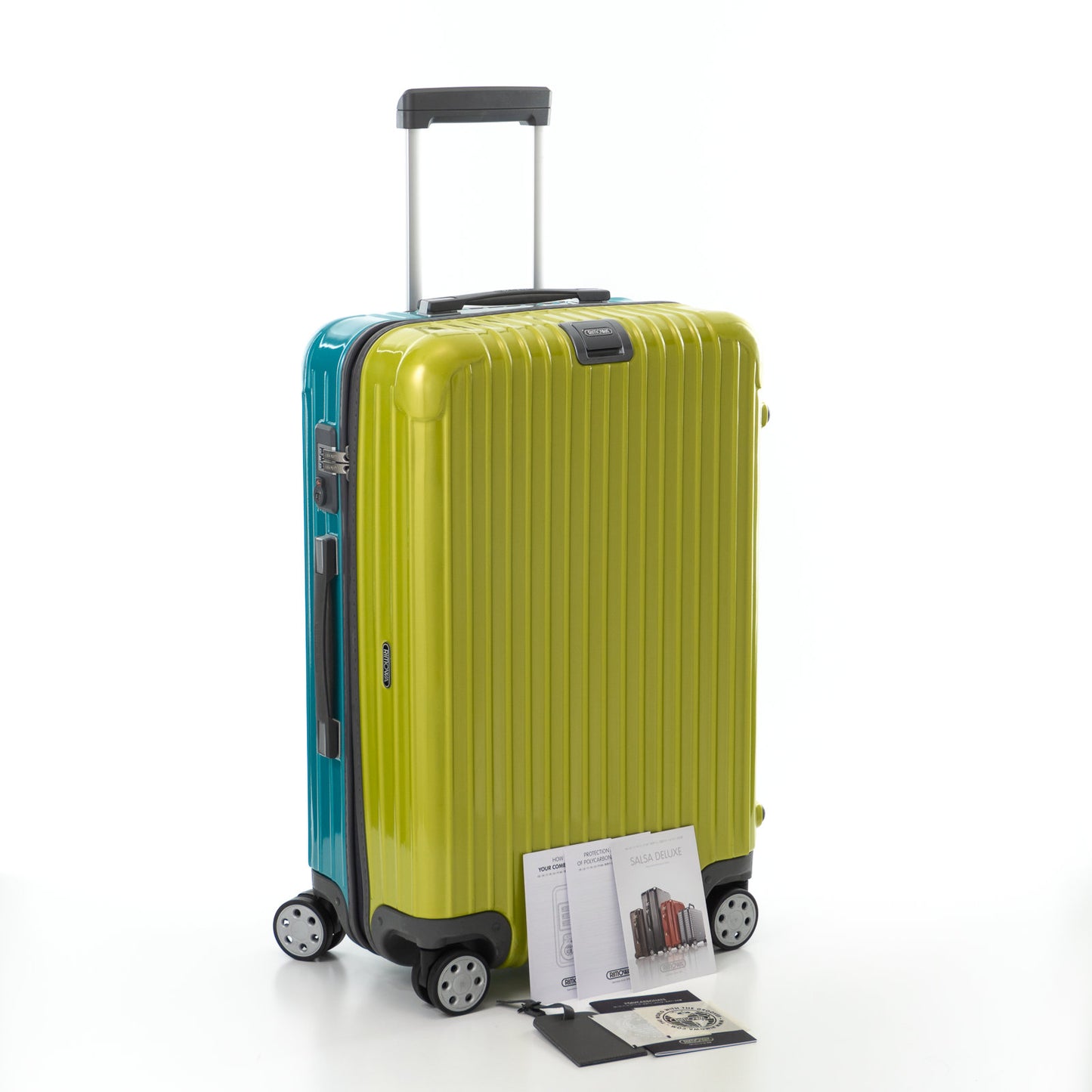 リモワ サルサデラックス 63L 4輪 チェックインM 限定 グロスライムグリーン & グロスターコイズブルー & グレー 890.14 中古